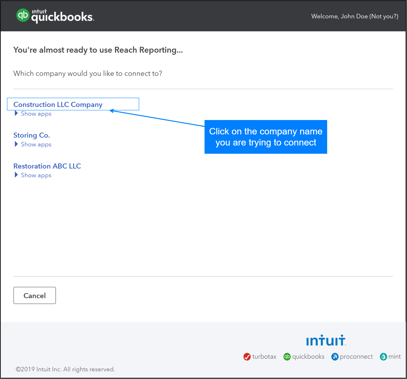 Connect QuickBooks Online to Reach Reporting